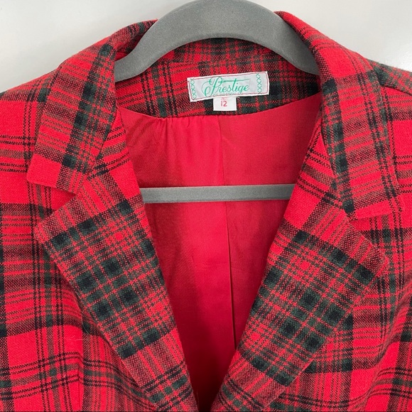 Prestige of Boston Vintage Plaid Wool Blazer Size 12 - Picture 3 of 12